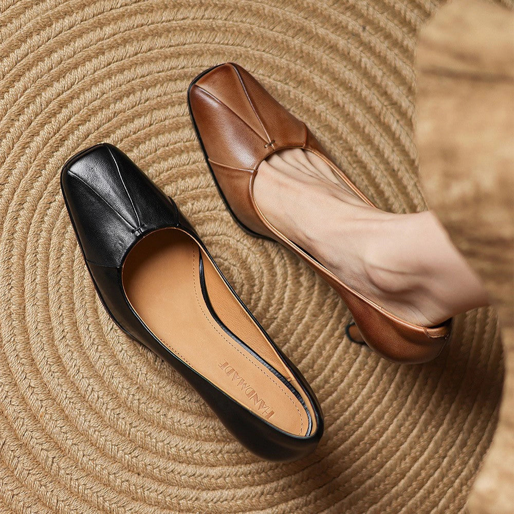 Josephine Leather Square-Toe Pumps