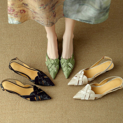 Alix Woven Leather Slingback Heels