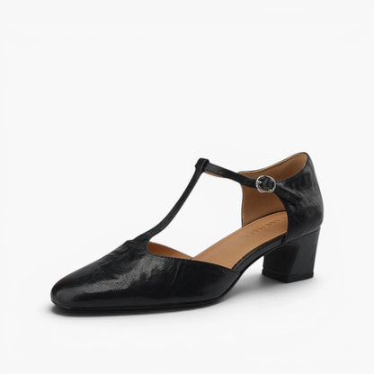 Ninon Leather T-Strap Heels