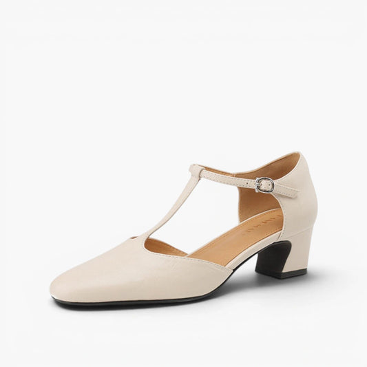 Ninon Leather T-Strap Heels
