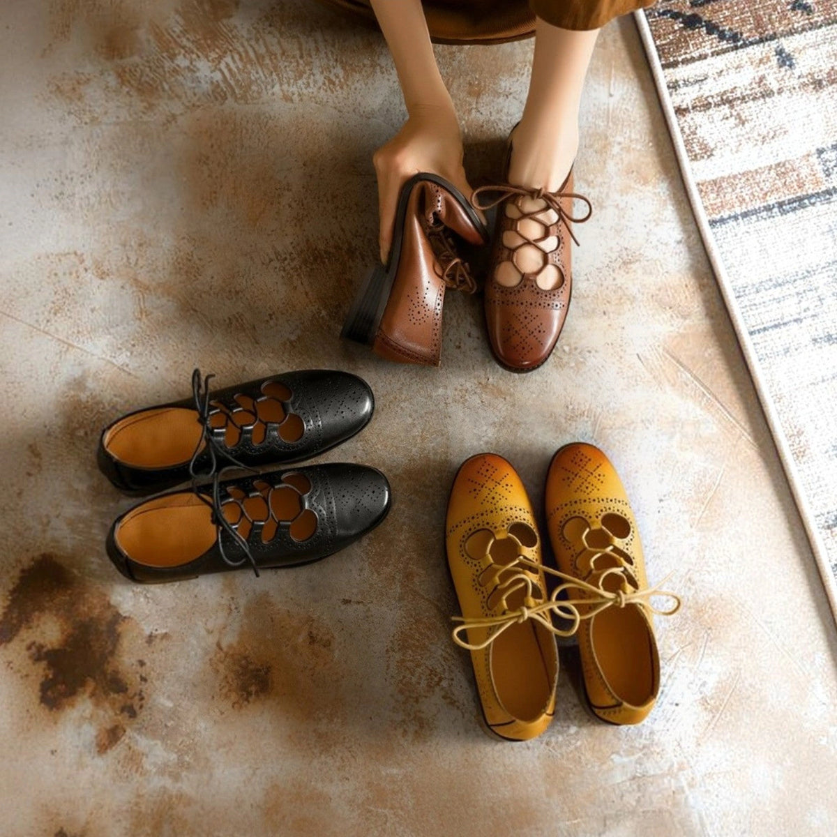 Ondine Brogue Leather Oxfords