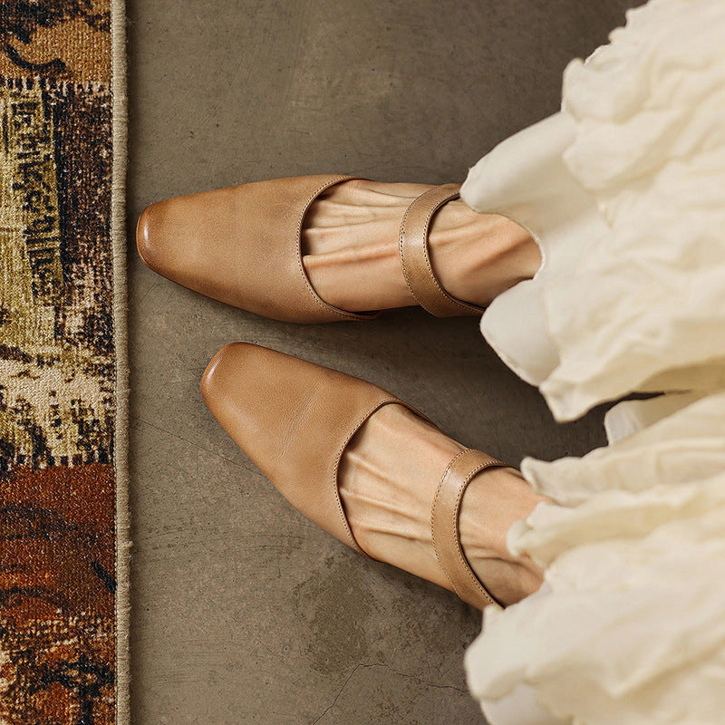 Margot Square-Toe Leather Mules