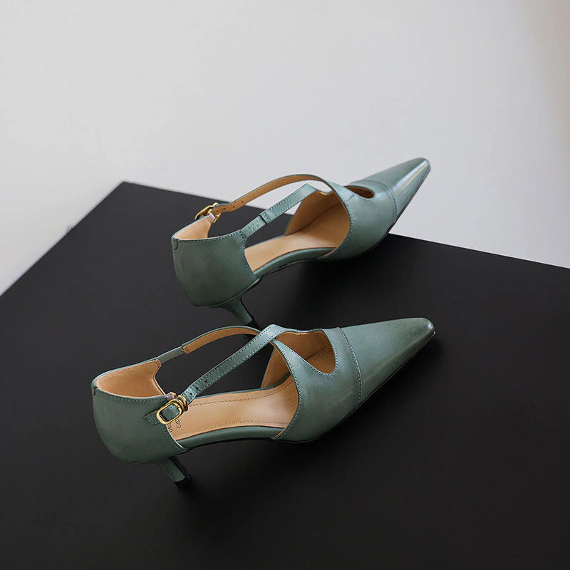 Faye Leather Mary-Jane Heels