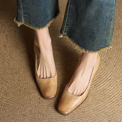 Adele Square Leather Pumps