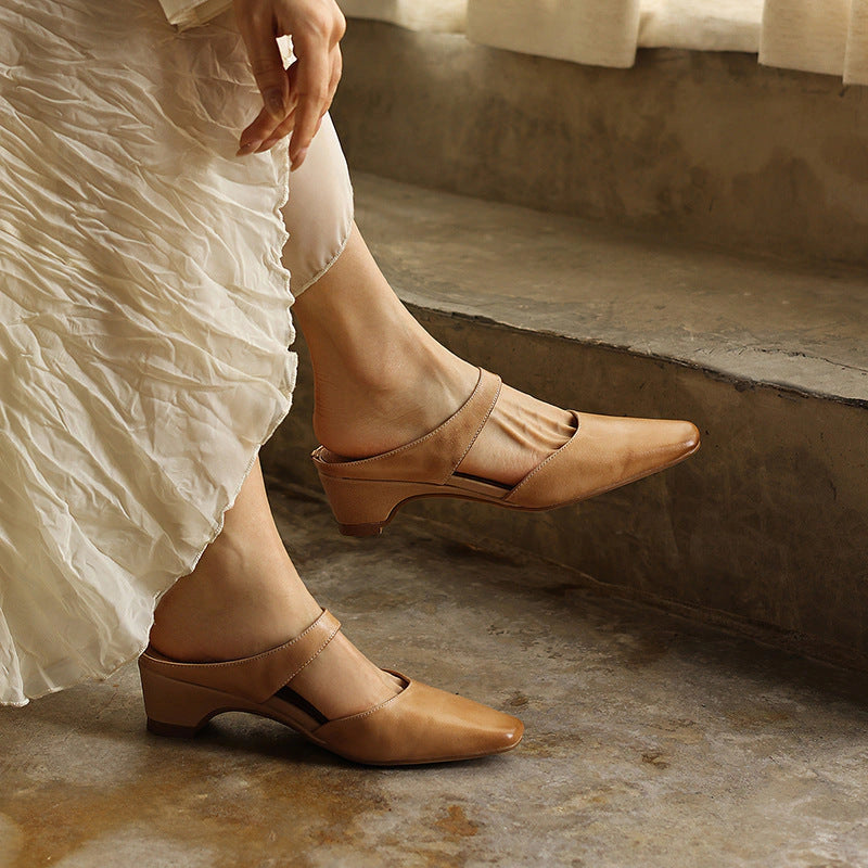 Margot Square-Toe Leather Mules