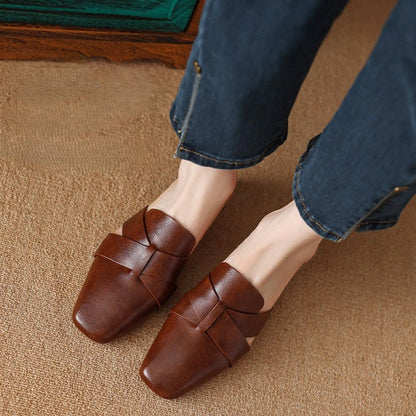 Alba Square Toe Leather Mules