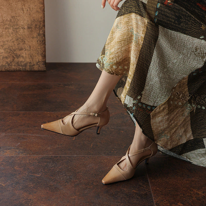 Faye Leather Mary-Jane Heels