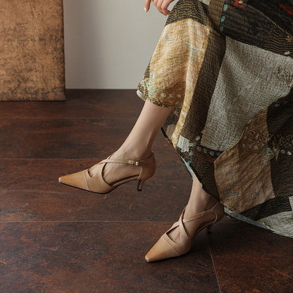 Faye Leather Mary-Jane Heels