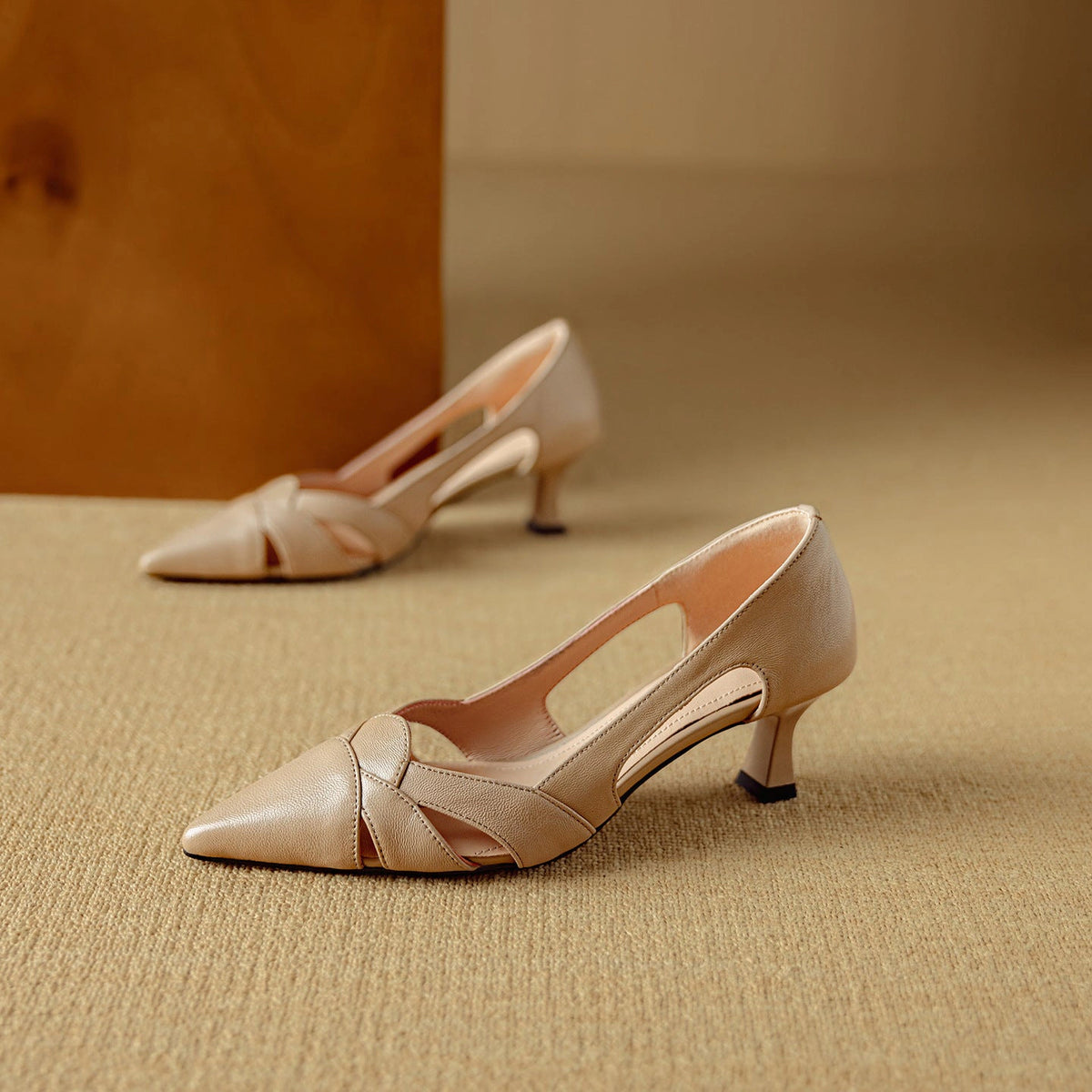 Eloise Cutout Leather Pumps