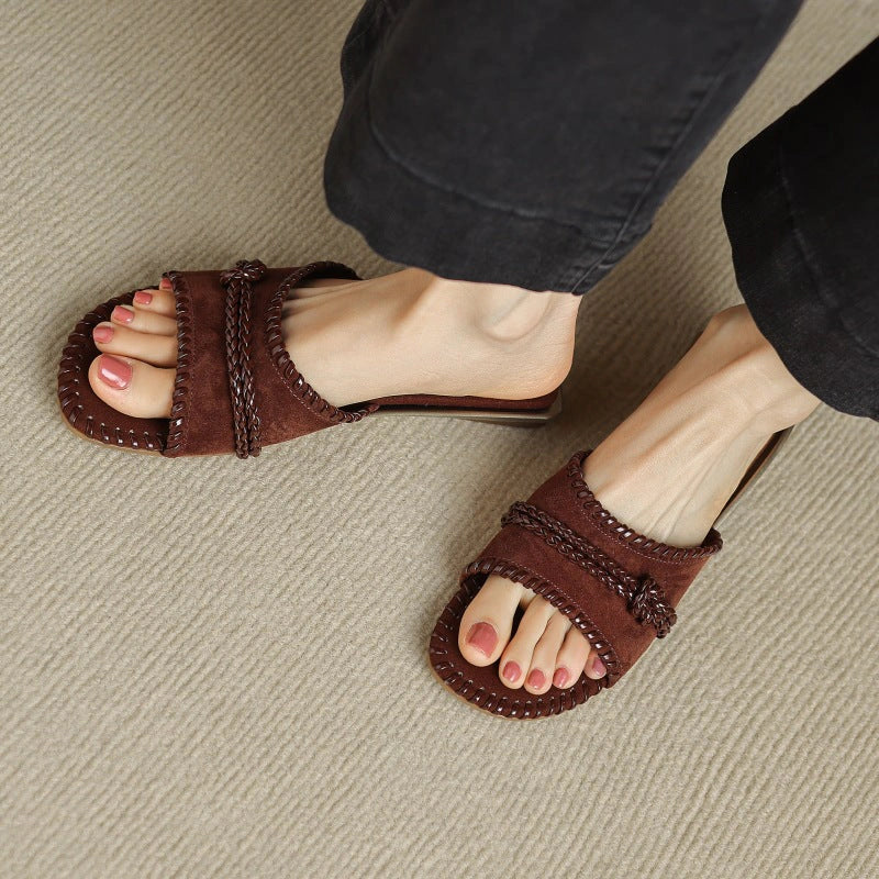 Tessa Woven Leather Slides