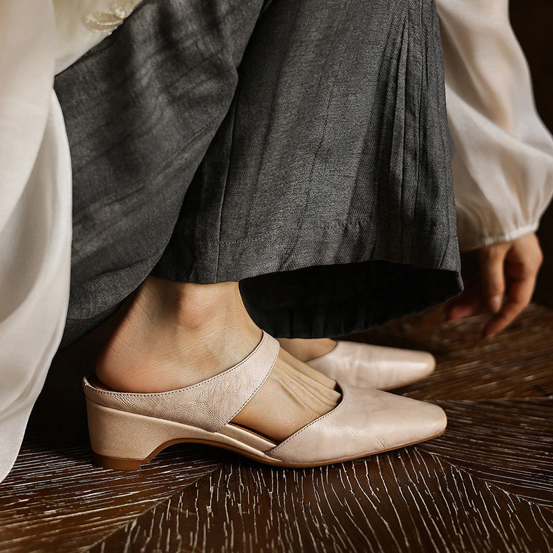 Margot Square-Toe Leather Mules