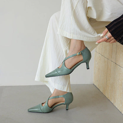 Faye Leather Mary-Jane Heels