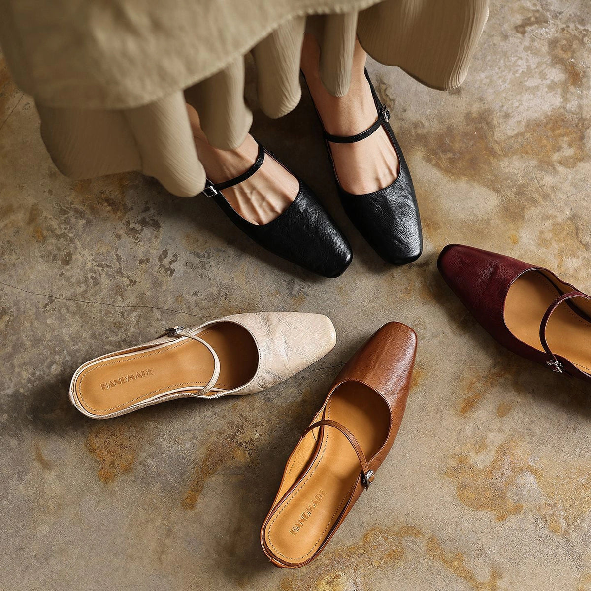 Amara Square-Toe Leather Mules