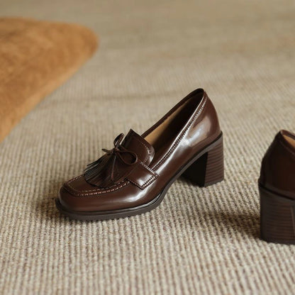 Nadia Tassel Leather Loafer Pumps