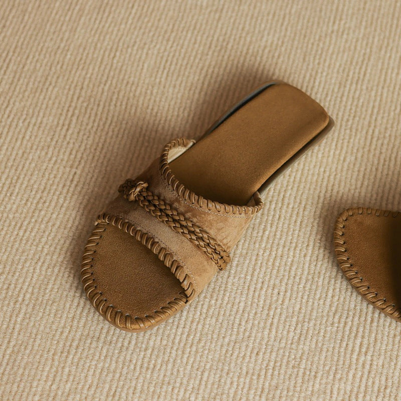 Tessa Woven Leather Slides