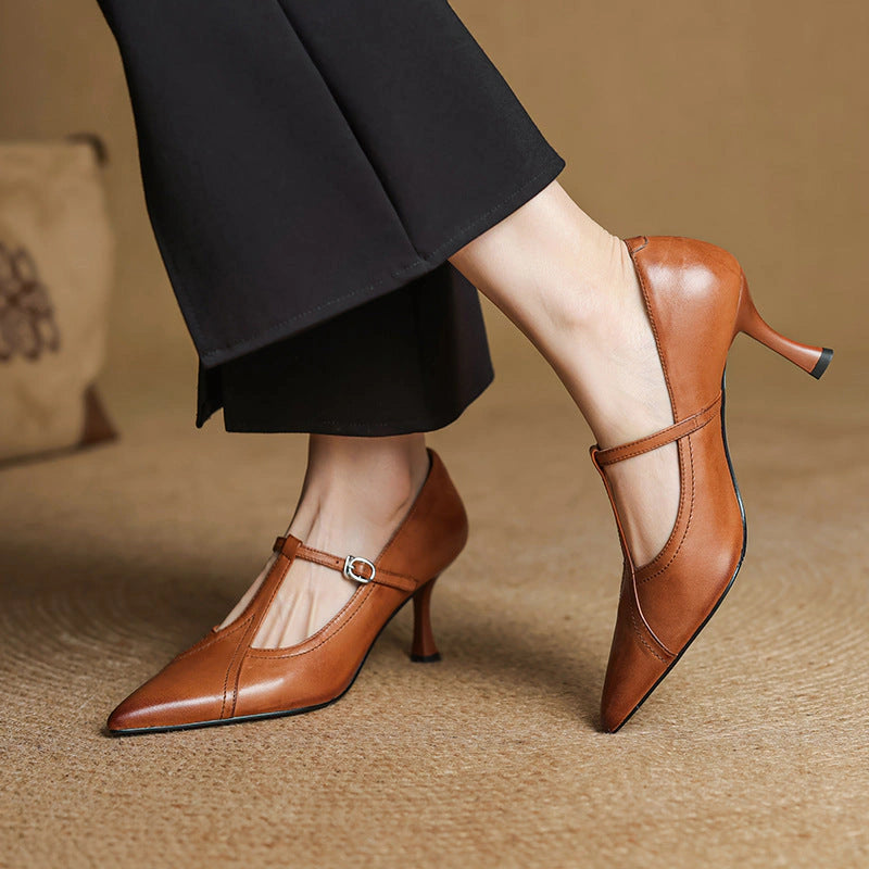 Romy Leather T-strap Pumps