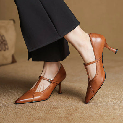 Romy Leather T-strap Pumps