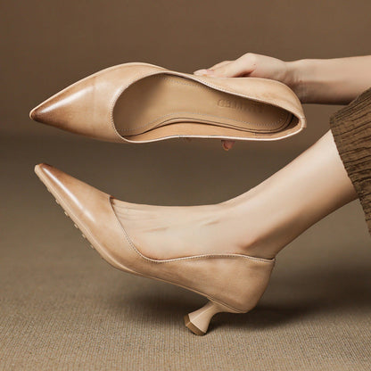 Camille Leather Kitten Heels