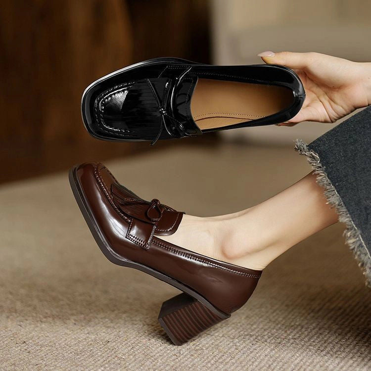Nadia Tassel Leather Loafer Pumps