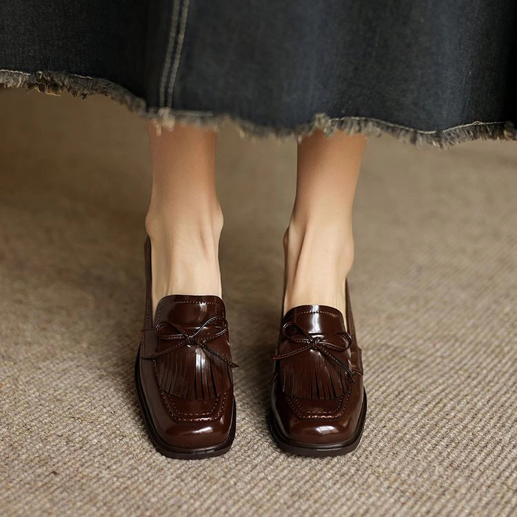Nadia Tassel Leather Loafer Pumps