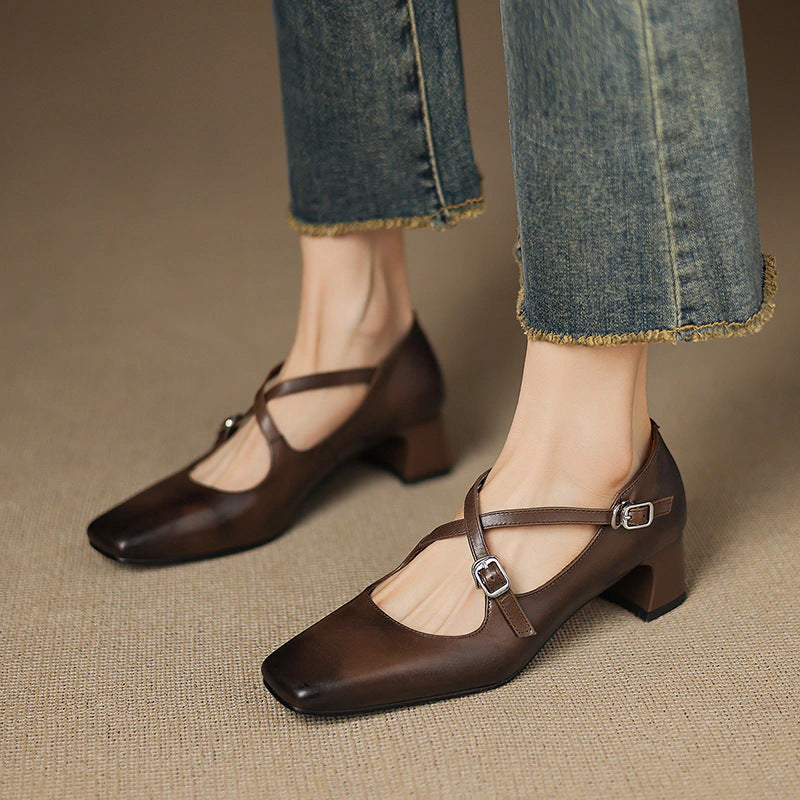 Mahaut Leather Kitten Heels