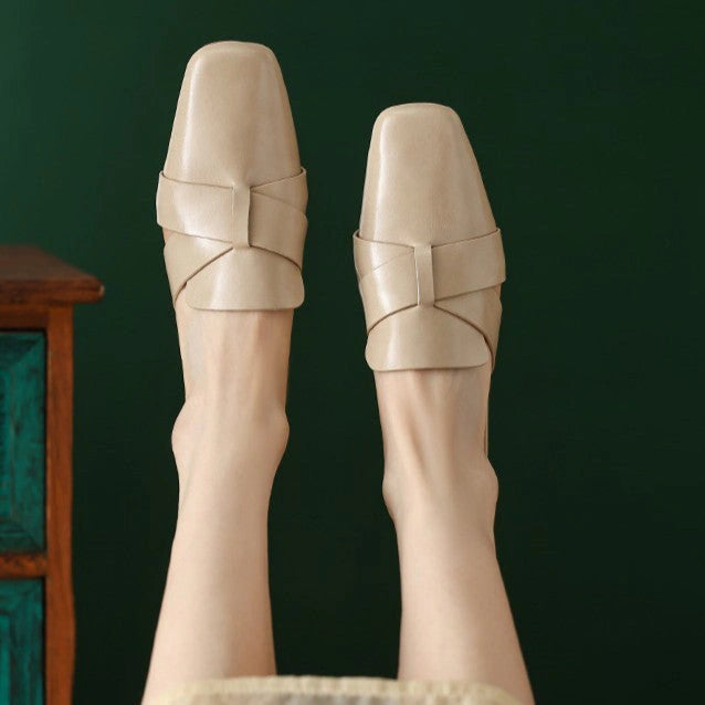 Alba Square Toe Leather Mules
