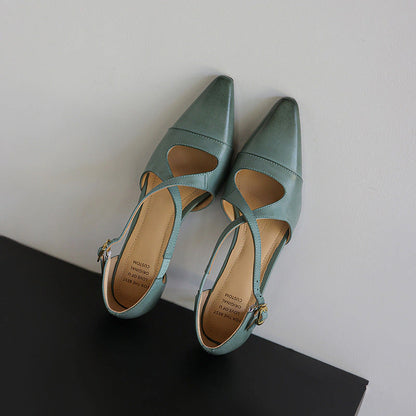 Faye Leather Mary-Jane Heels