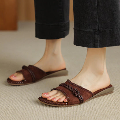 Tessa Woven Leather Slides