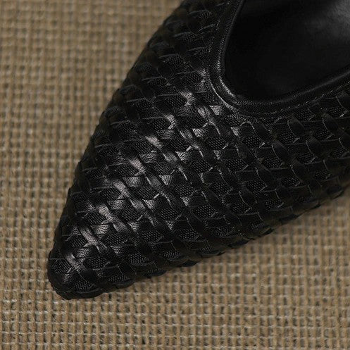 Thea Woven Leather Heel Mules