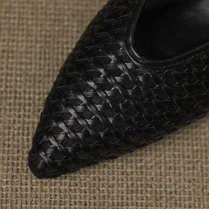 Thea Woven Leather Heel Mules