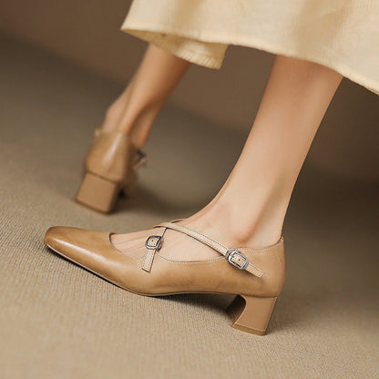 Mahaut Leather Kitten Heels
