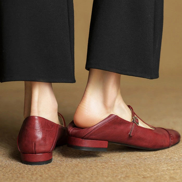 Clemence T-Strap Leather Mary Janes
