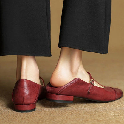 Clemence T-Strap Leather Mary Janes