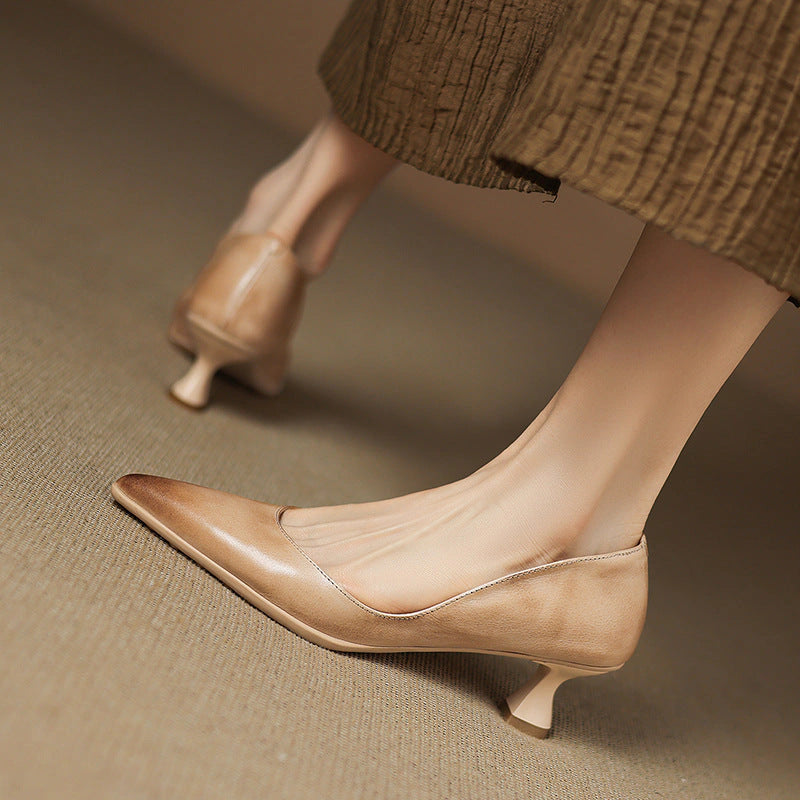 Camille Leather Kitten Heels