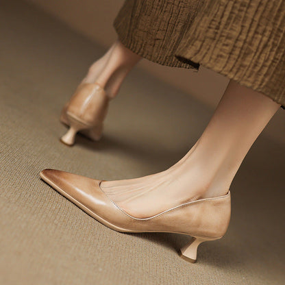 Camille Leather Kitten Heels