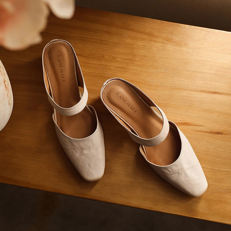 Margot Square-Toe Leather Mules