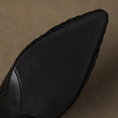 Thea Woven Leather Heel Mules