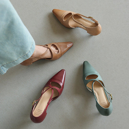 Faye Leather Mary-Jane Heels