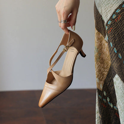 Faye Leather Mary-Jane Heels