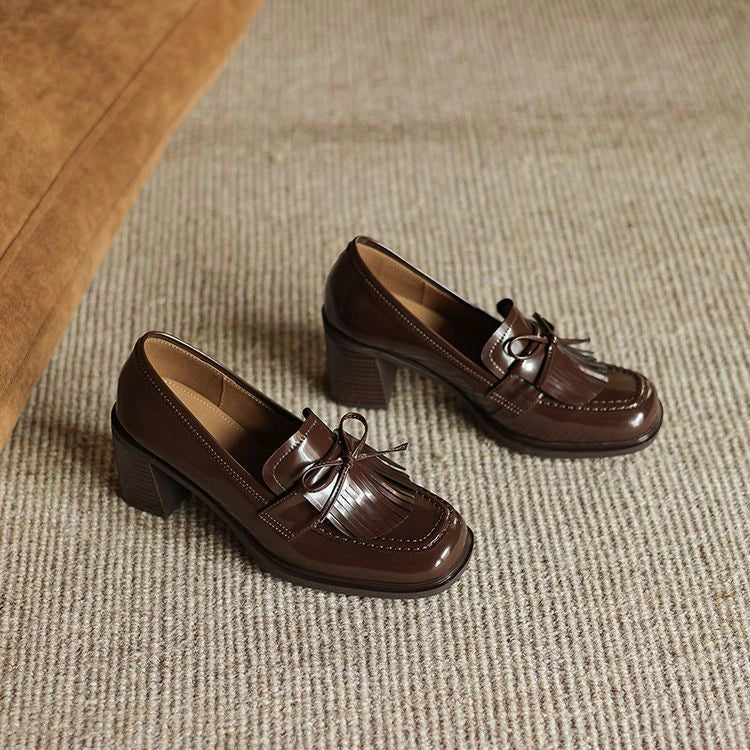 Nadia Tassel Leather Loafer Pumps