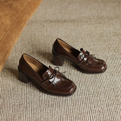Nadia Tassel Leather Loafer Pumps