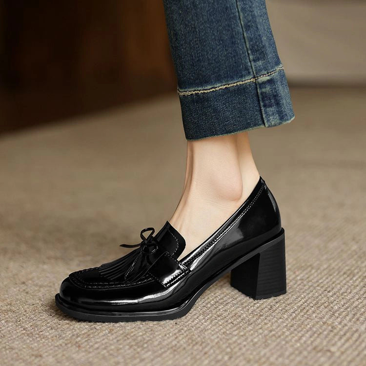 Nadia Tassel Leather Loafer Pumps