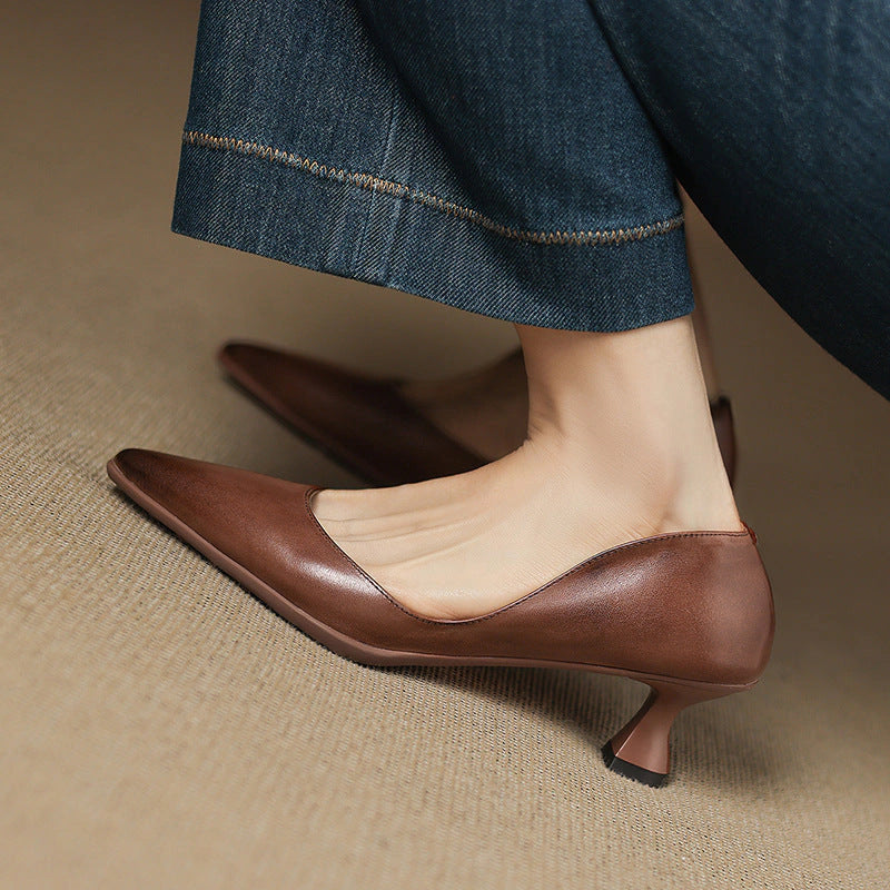 Camille Leather Kitten Heels