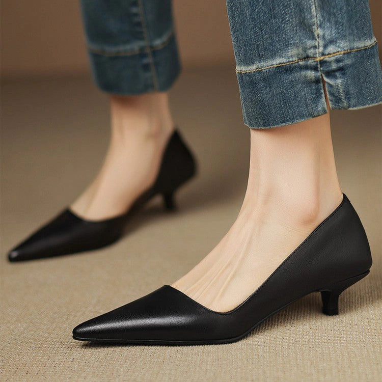 Odette Leather Kitten Heel Pumps