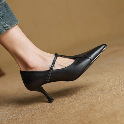 Romy Leather T-strap Pumps