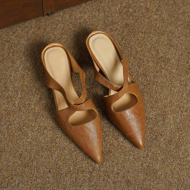 Sabine Cross-Strap Leather Mules