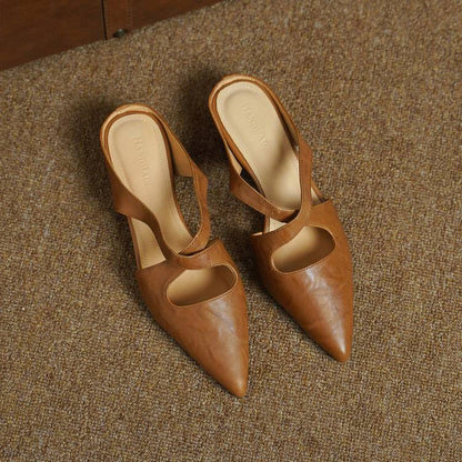Sabine Cross-Strap Leather Mules