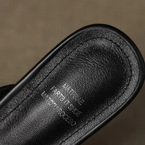 Thea Woven Leather Heel Mules