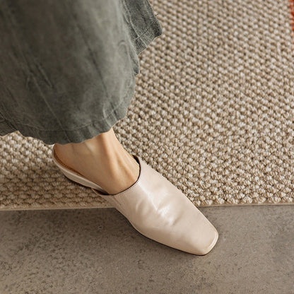 Sylvie Square-Toe Leather Mules