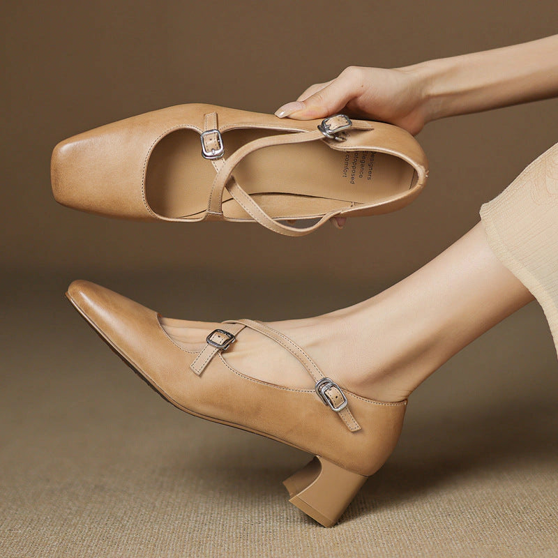 Mahaut Leather Kitten Heels